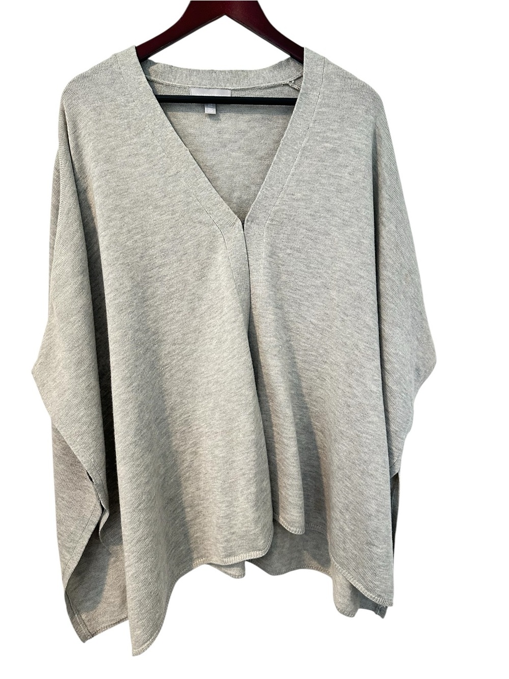 Nordstrom Classic V-Neck Knit Poncho Sweater - Light Gray
